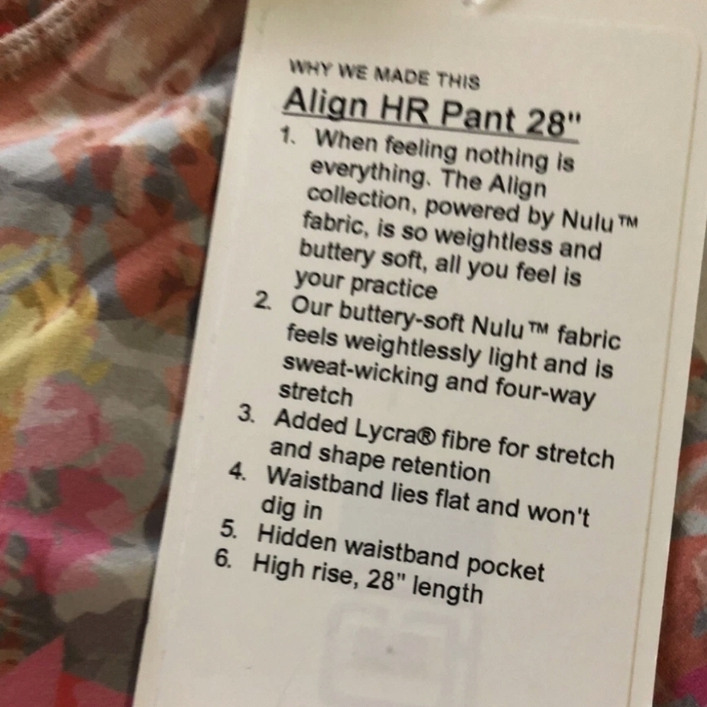 LULULEMON Align HR - Size 2 - Inflorescense Multi - Picture 5 of 5